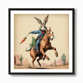 Rabbit On A Horse 1 Art Print