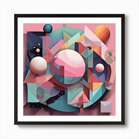 Expanse Of Space Pastel Cubism Style Art Print