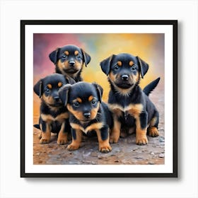 Rottweiler Puppies Art Print