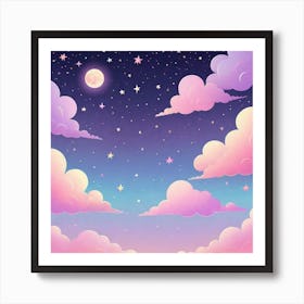 Sky With Twinkling Stars In Pastel Colors Square Composition 301 Art Print