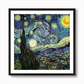The Starry Night, Vincent Van Gogh Art Print 7 Art Print