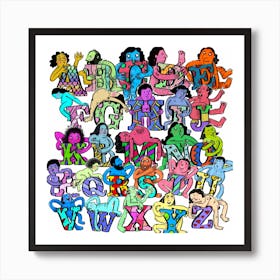 Human Alphabet Square Art Print