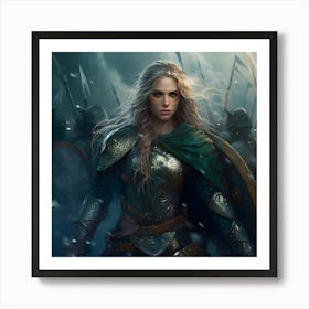 Warrior Woman In Armor Art Print