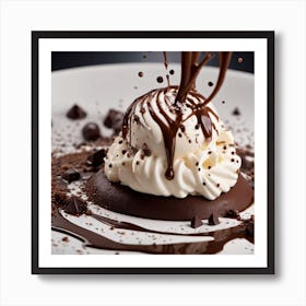 Ice Cream With Chocolate Sauce Art Print