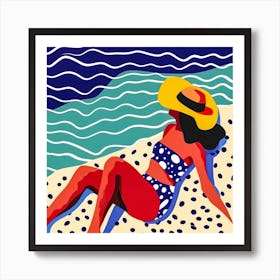 Woman Enjoying The Sun At The Beach 19 Art Print