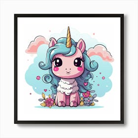 Unicorn With Rainbow Mane 46 Art Print