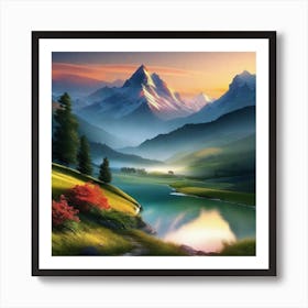 Sunset In The Mountains 102 Art Print