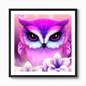 Pink Owl 1 Art Print