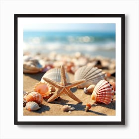 Starfish On The Beach 1 Art Print