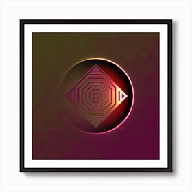 Geometric Neon Glyph on Jewel Tone Triangle Pattern 179 Art Print