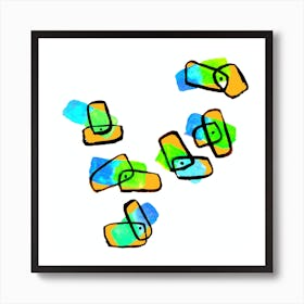 Multicolor Abstract Shapes Watercolor Art Print