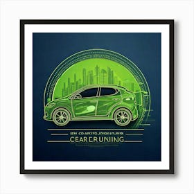 Firefly Car, Illustration, Background, Logo, Poster, Icons, Electric, Charging, Pollution, Vehicle, (2) Art Print