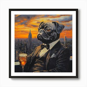 Gentleman Pug At Nyc Rooftop Bar 1 Art Print