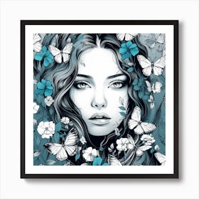 Butterfly Girl 30 Art Print