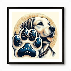 Golden Retriever Paw Print Art Print