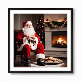 Santa Claus Eating Cookies 1 Art Print