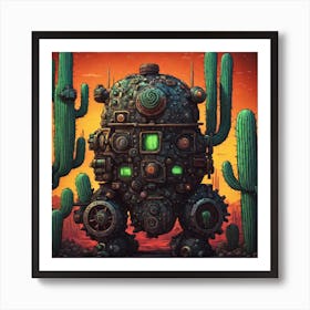 Cactus Robot 1 Art Print