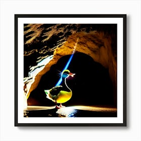 Lit duck in the cave  Art Print