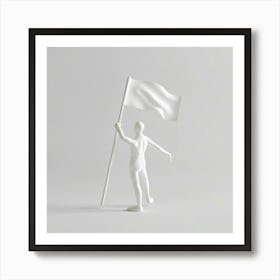 White Man Holding A Flag Art Print