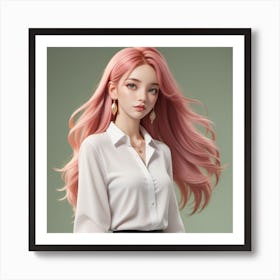 Pink Haired Girl 1 Art Print