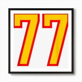 Number 77 Red Yellow Sports Jersey Birthday Lucky Number 77 Art Print