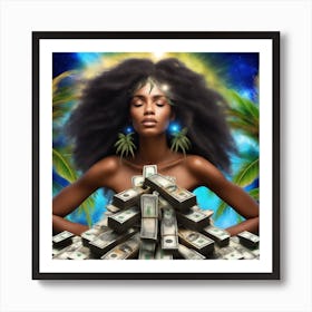 Afro-American Woman With Money Art Print