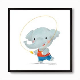 Elephant Jumping Rope Art Print