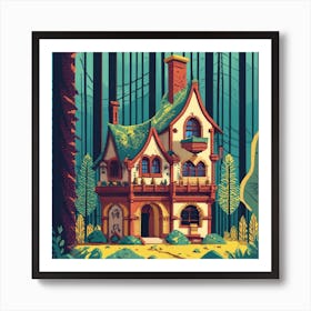 Pixel Art Medieval House Poster 1 Art Print