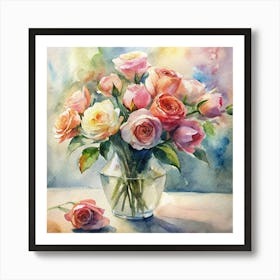 Roses In A Vase 2 Art Print