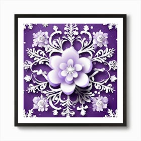 Snowflakes On Purple Background 1 Poster