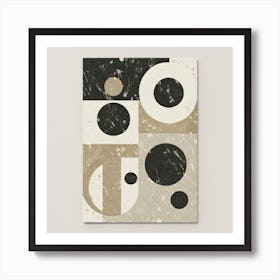 Bauhaus style rectangles and circles in black and white 3 Art Print