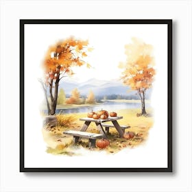 Autumn Picnic Table 3 Art Print