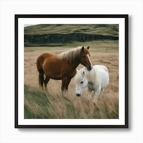 Two Horses In The Grass Art Print