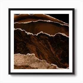 Brown & Gold Agate Texture 02 Art Print