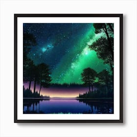 Night Sky In The Forest 1 Art Print