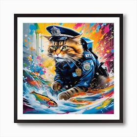 Police Cat Art Print