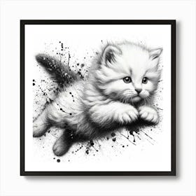 Kitten Flying In The Air Art Print