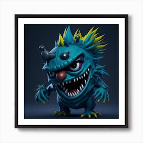 Leonardo Diffusion A Cartoon Monster With Colorful Sharp Hai 0 Art Print