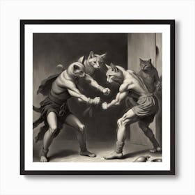 'Cats Fighting' Art Print