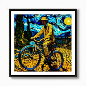 Cycling In The Style Of Van Gogh 1 Art Print