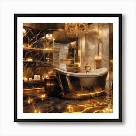 Gold Bathroom 1 Art Print