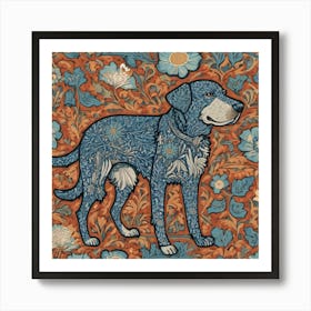 william morris Dog With Flowers Art Print