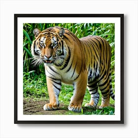 Tiger Feline Carnivore Striped Majestic Powerful Wildcat Big Cat Roaring Stealthy Predator Art Print