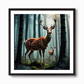 Deer In The Forest 40 Art Print