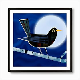 Blackbird on Branch 1 Art Print