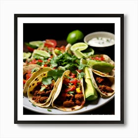 Spicy Savory Tortilla Salsa Guacamole Cilantro Lime Beans Cheese Fillings Sauces Corn C Art Print