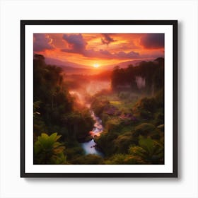 Sunrise In The Jungle Art Print