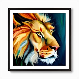 Lion wallart colorful print abstract poster art illustration design texture for canvas Art Print