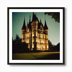 A tall castle touching the sky, dark Art Print