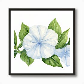 Watercolor Of Blue Flowers Art Print